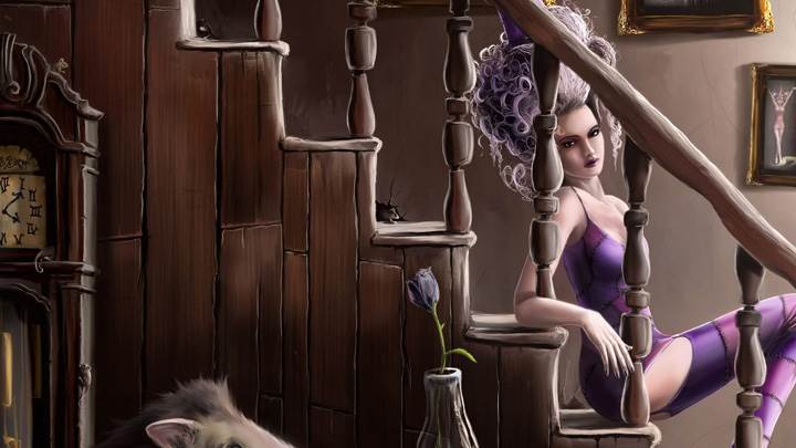 3D Girl Sitting In Stairs